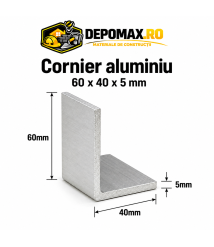 Cornier aluminiu 60 x 40 x 5 mm, 6 metri (EN AW-6060)